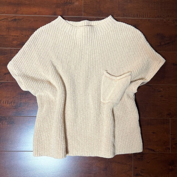 FREE PEOPLE FP Beach Freya Sweater Oatmeal Short Sleeve Rib Knit Size Large - Picture 4 of 11